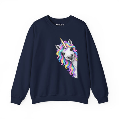 Peeking Unicorn Sweatshirt Navy Sweatshirt