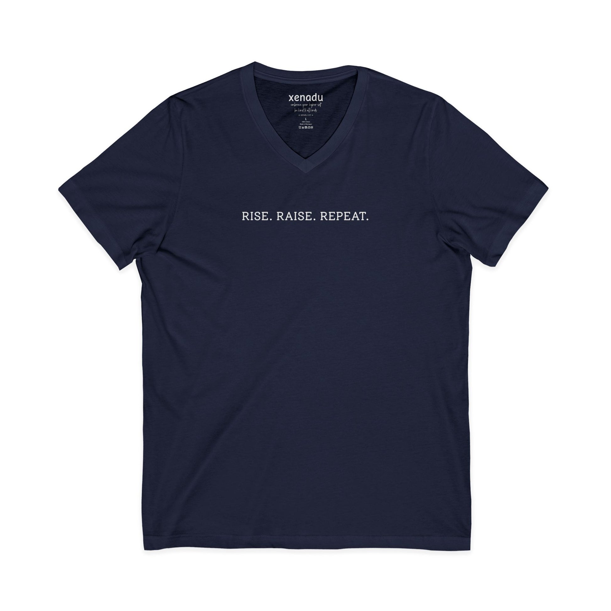 Rise Raise Repeat V-Neck Tee Navy