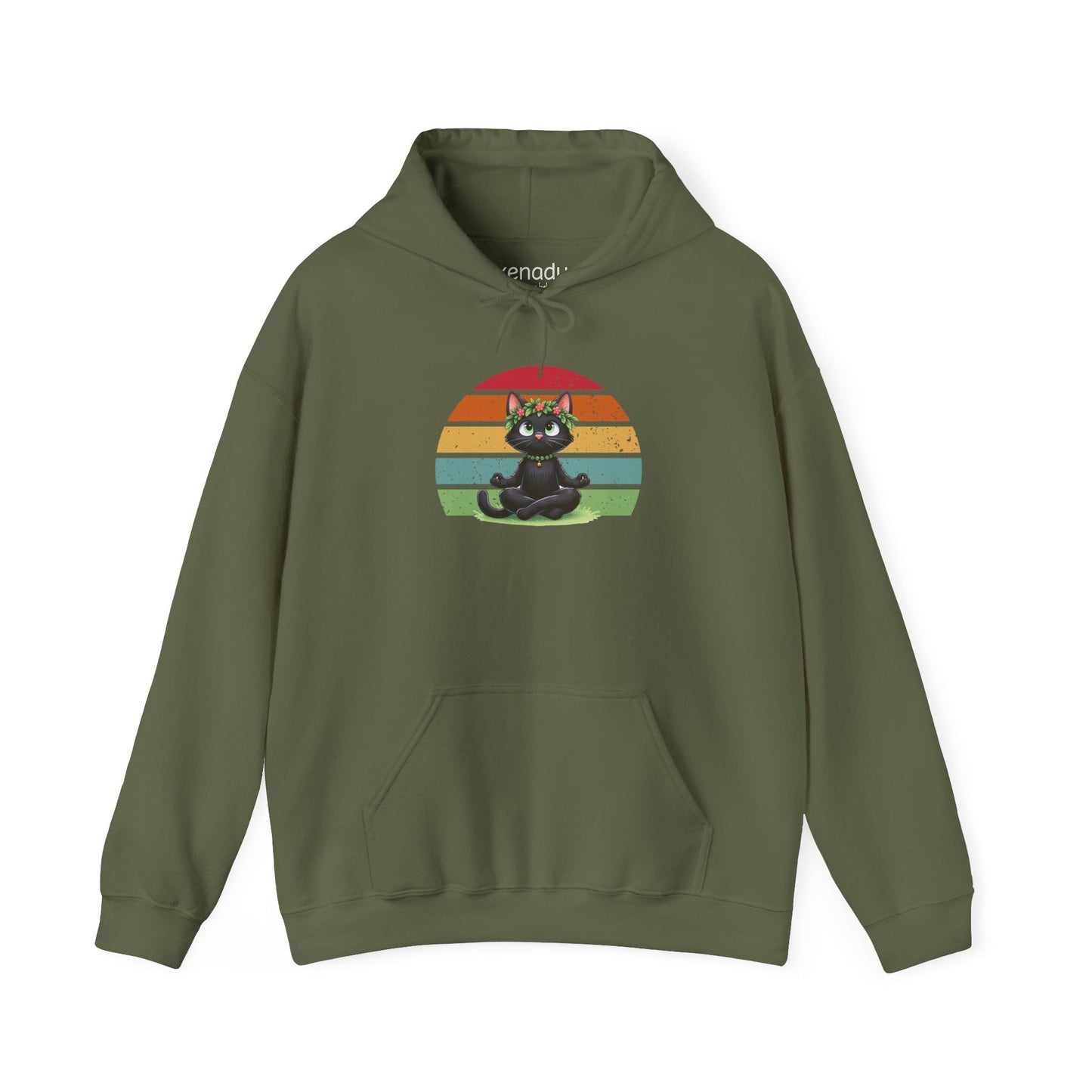 Kitty Sukhasana Hoodie Military Green Hoodie