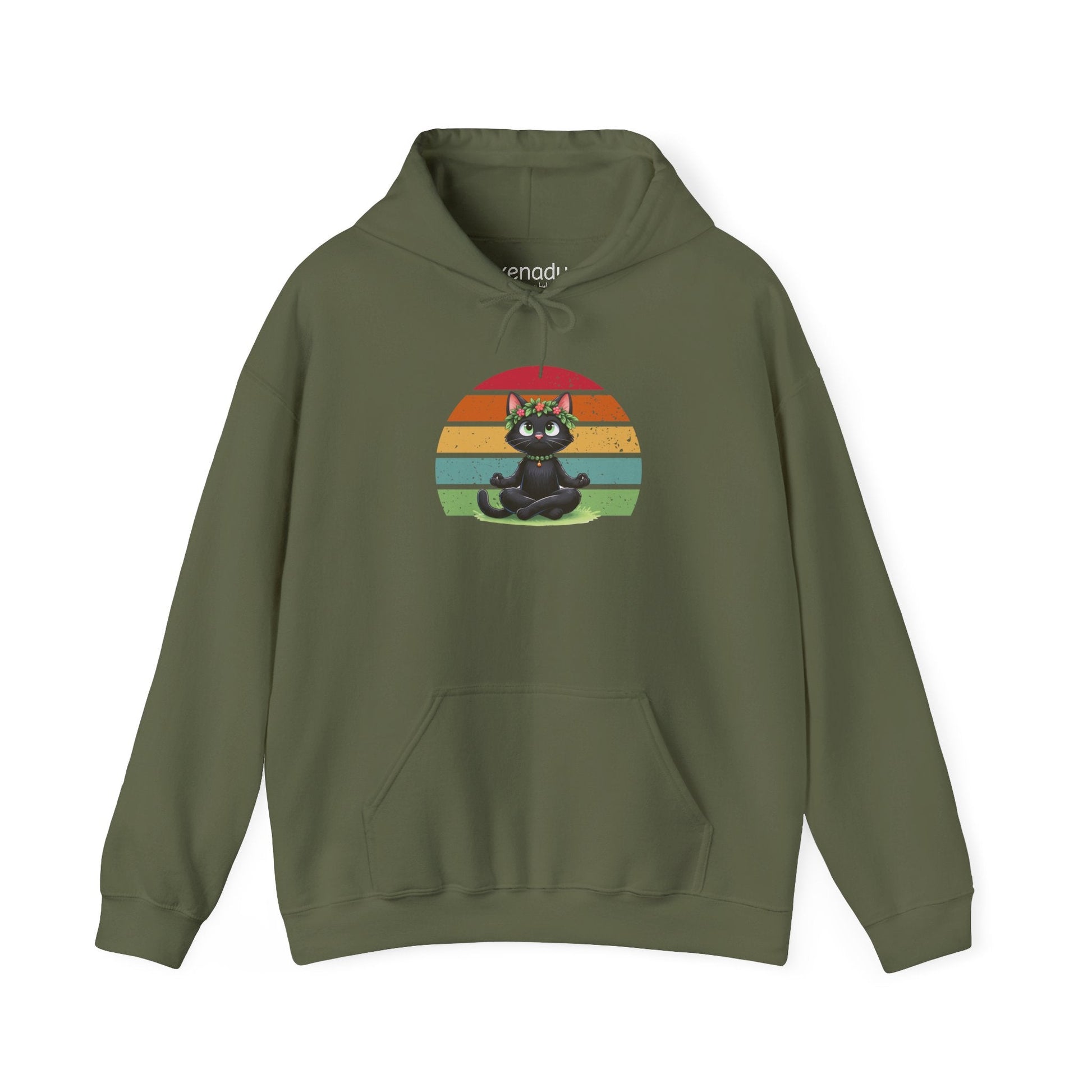 Kitty Sukhasana Hoodie Military Green Hoodie