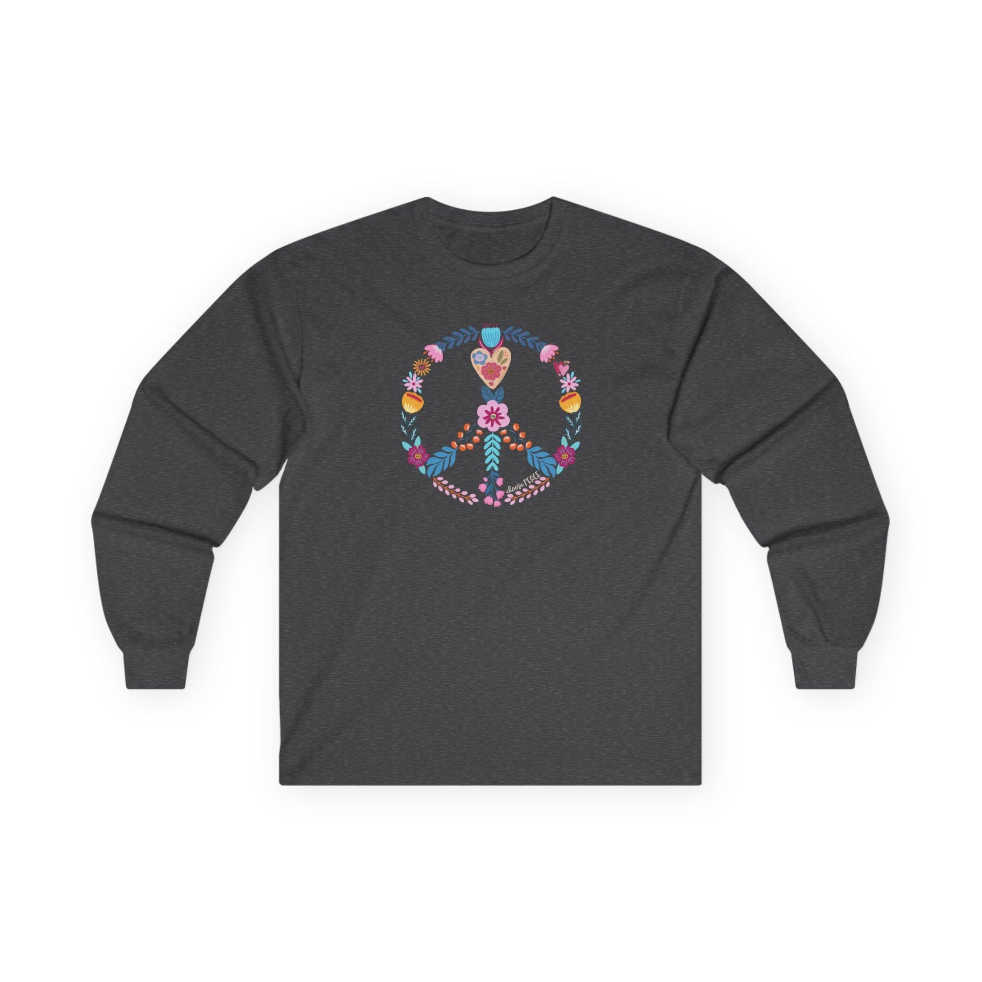 Choose Peace Long Sleeve Dark Heather Grey Long-sleeve