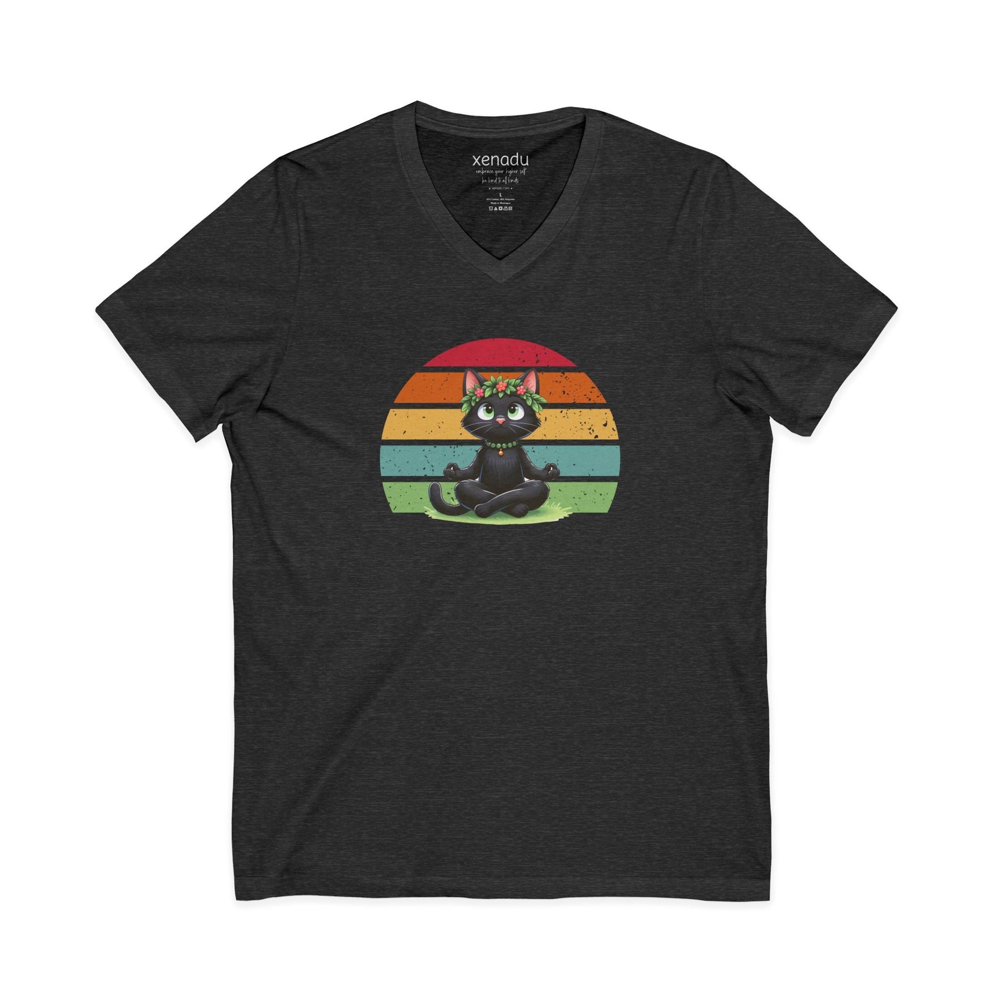 Kitty Sukhasana V-Neck Tee Dark Heather Grey V-neck