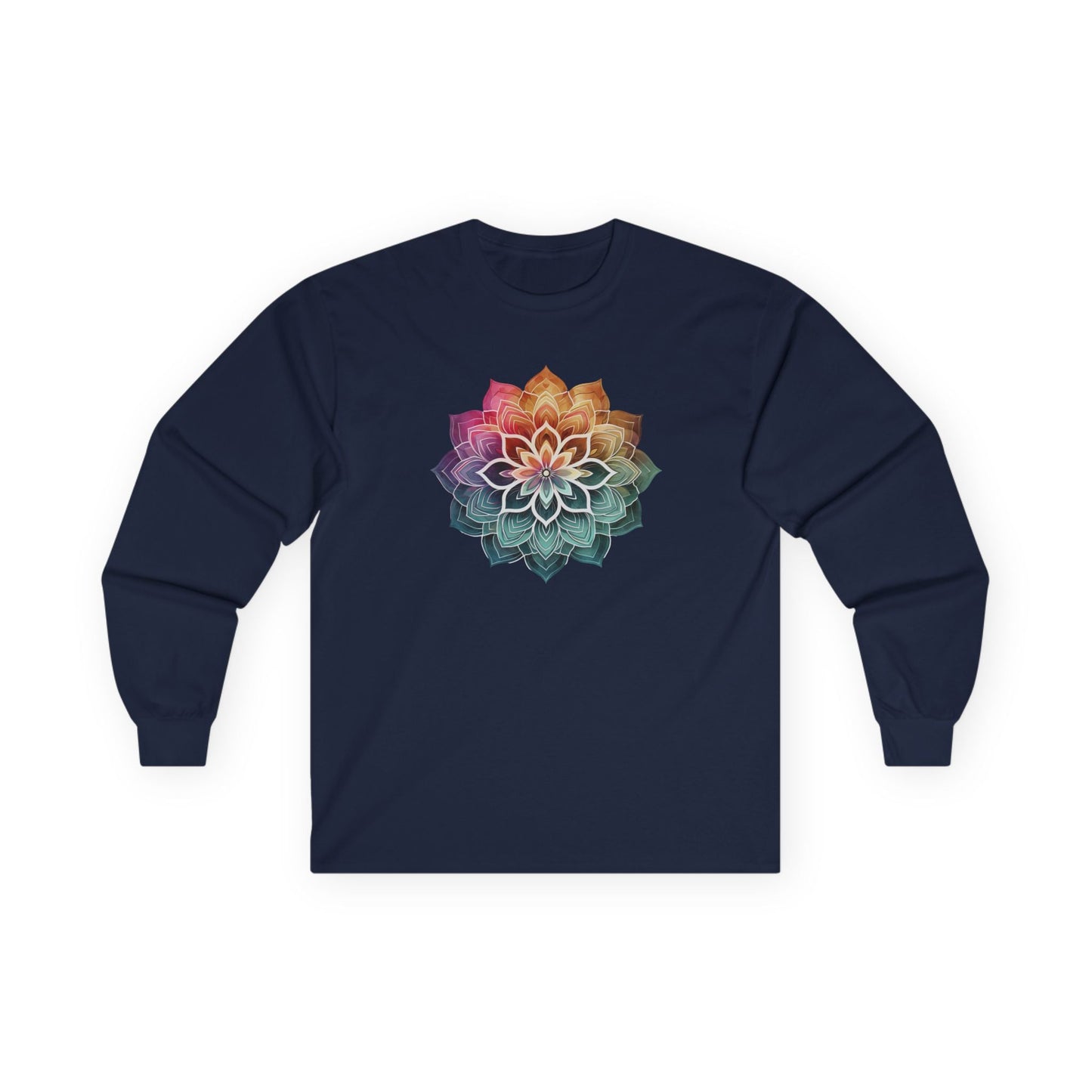 Boho Mandala Long Sleeve Tee Navy Long-sleeve