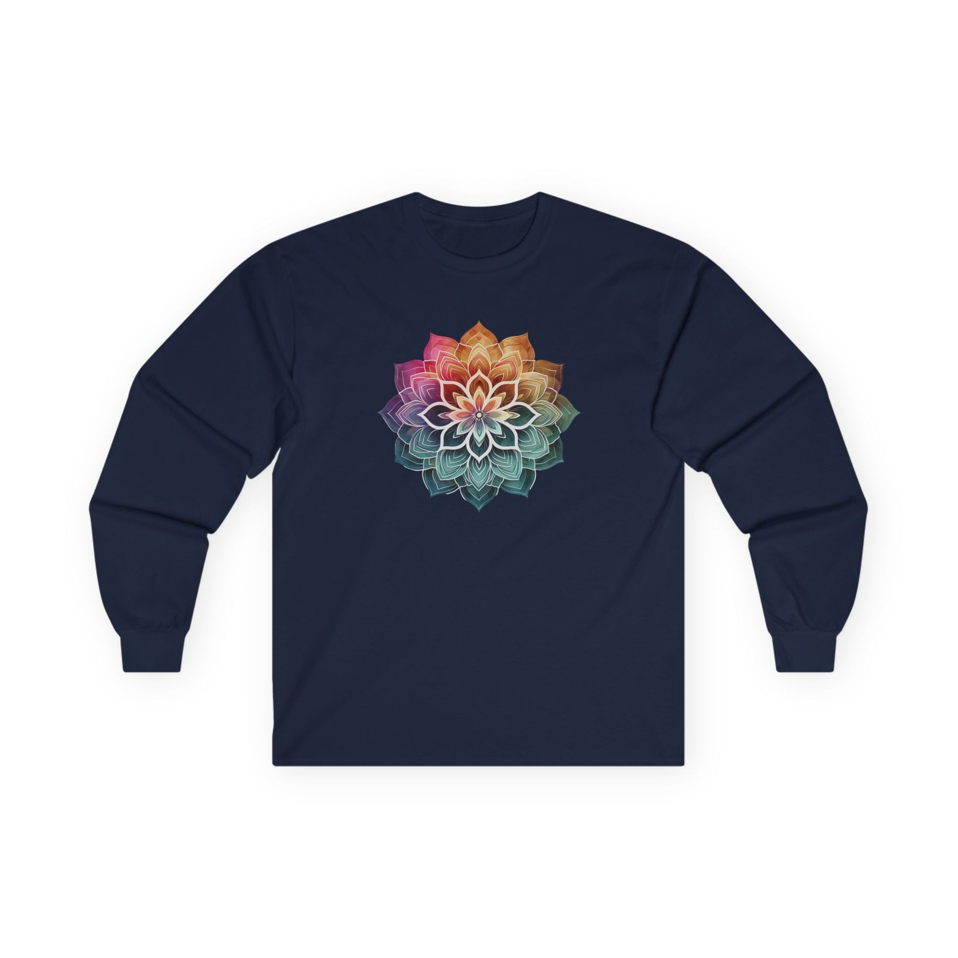 Boho Mandala Long Sleeve Tee Navy Long-sleeve