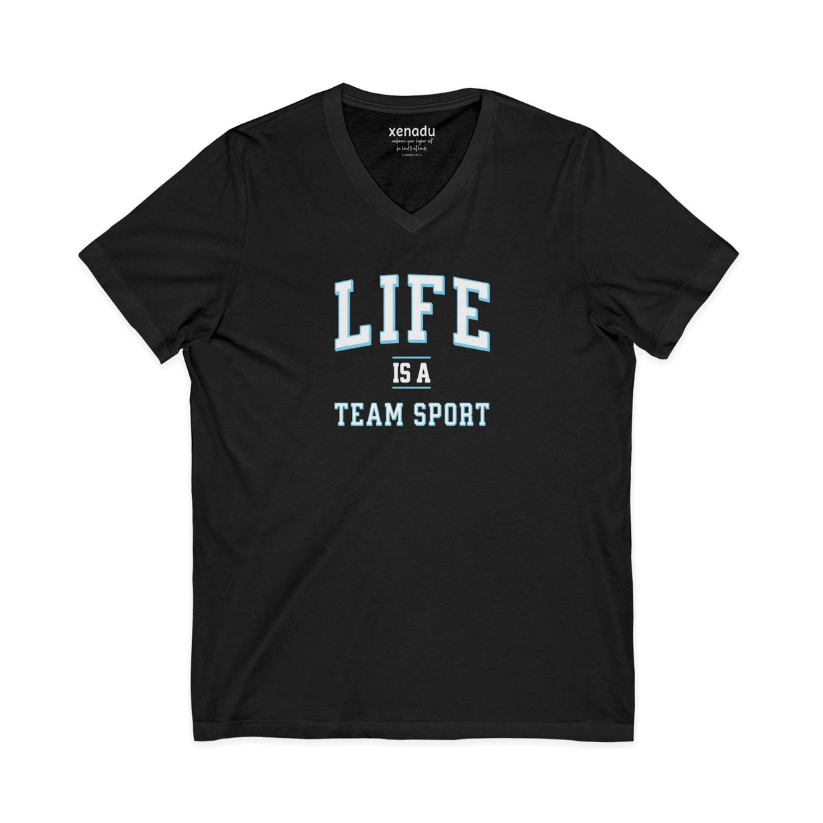 Life is a Team Sport V-Neck Tee Black