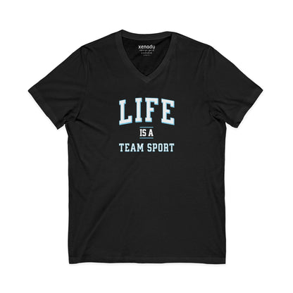Life is a Team Sport V-Neck Tee Black