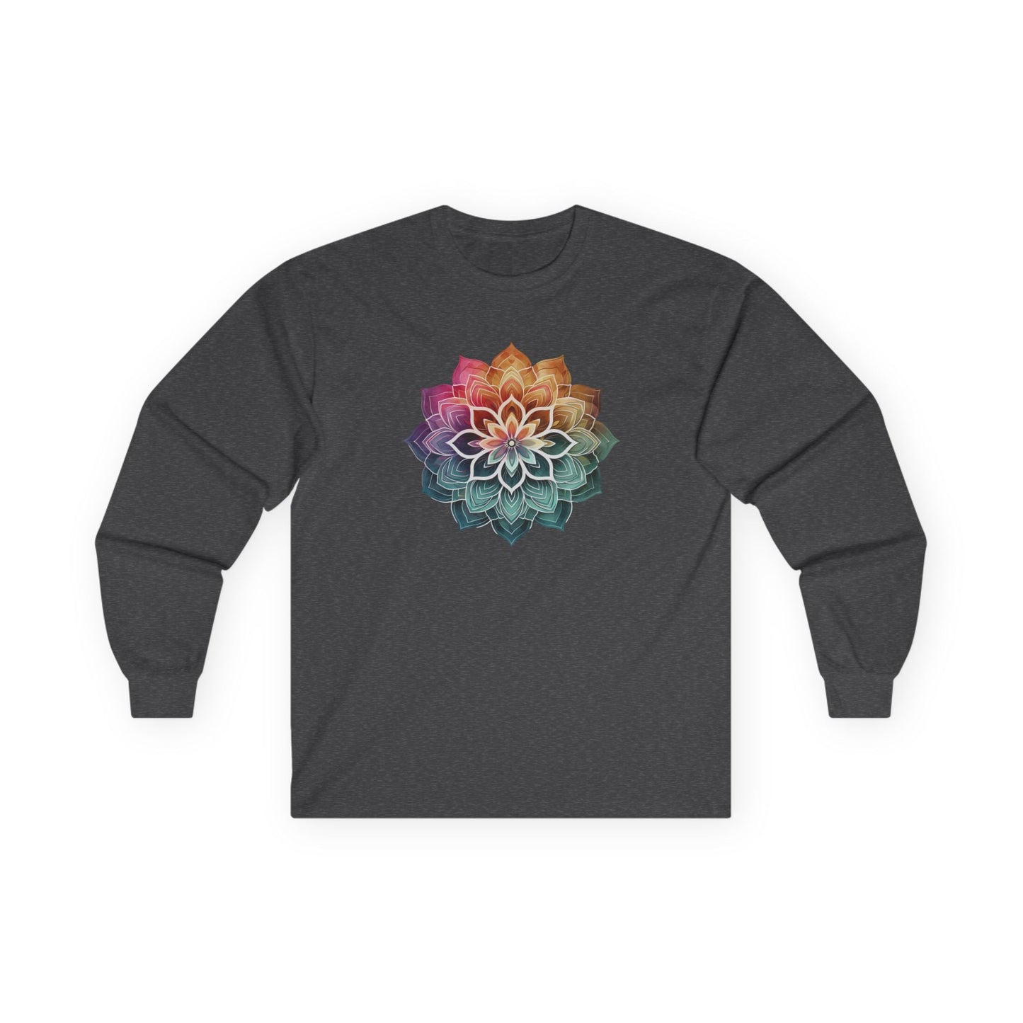 Boho Mandala Long Sleeve Tee Dark Heather Grey Long-sleeve