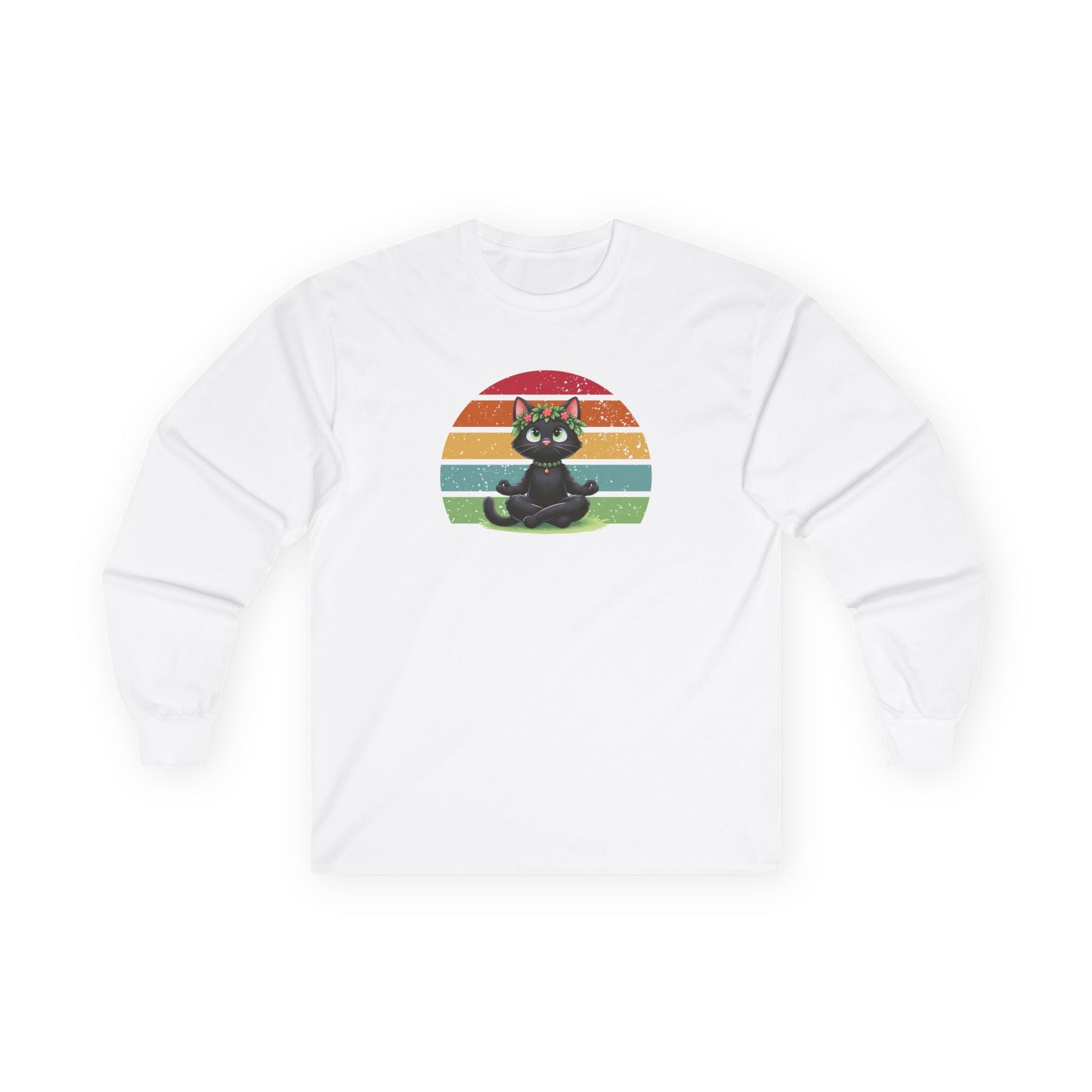 Kitty Sukhasana Long Sleeve Tee White Long-sleeve