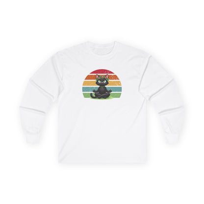 Kitty Sukhasana Long Sleeve Tee White Long-sleeve