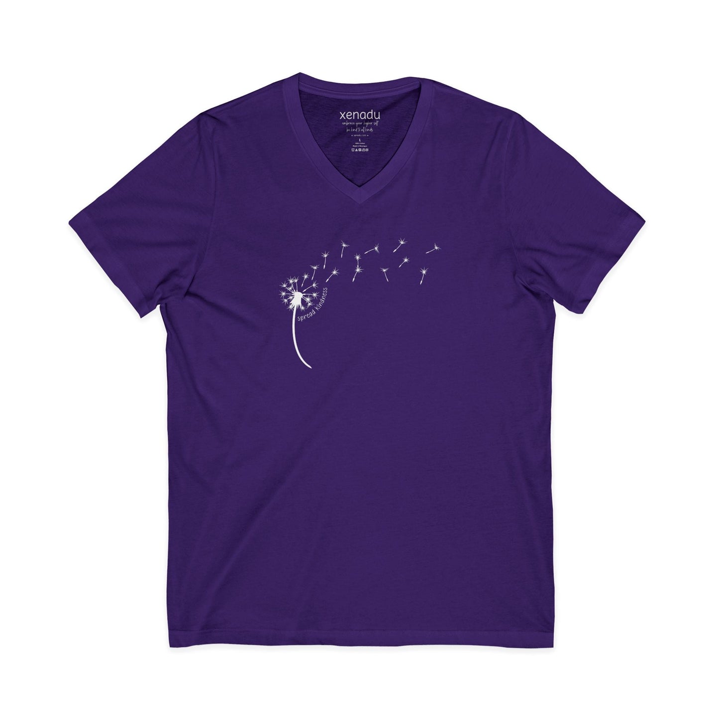 Kindness Dandelion V-Neck Tee Purple V-neck