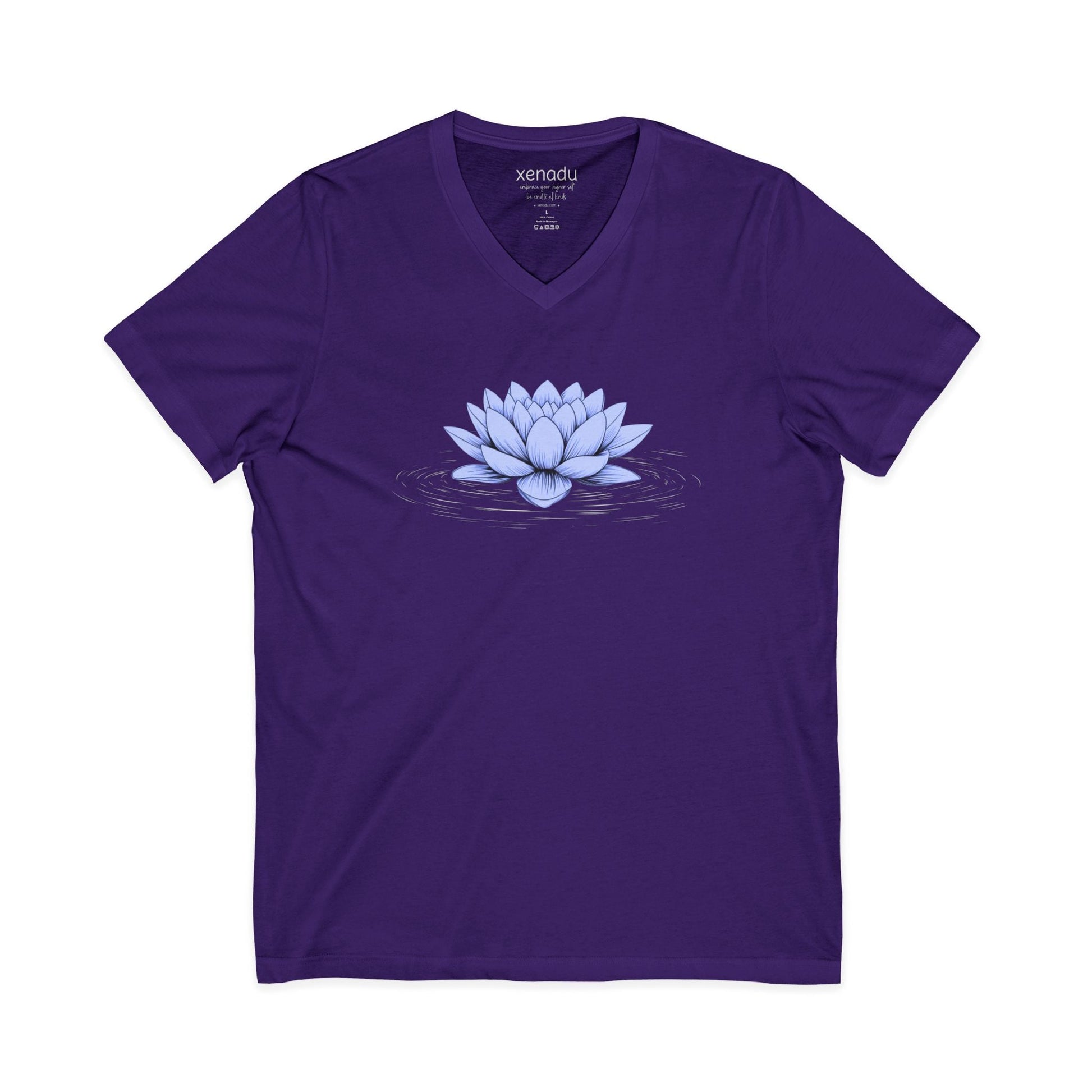 Floating Blue Lotus V-Neck Tee Purple V-neck