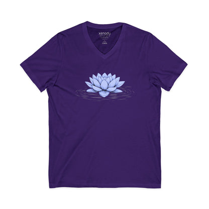 Floating Blue Lotus V-Neck Tee Purple V-neck