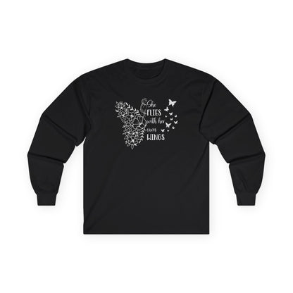 With Her Own Wings Long Sleeve Tee Black Long-sleeve