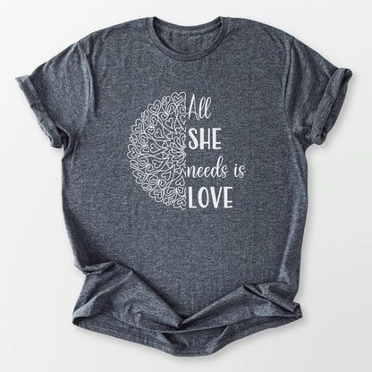All She Needs Tee Dark Heather Grey T-Shirt