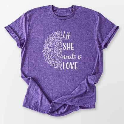 All She Needs Tee Heather Purple T-Shirt