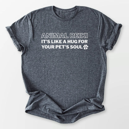 Animal Reiki Hug Tee Dark Heather Grey T-Shirt