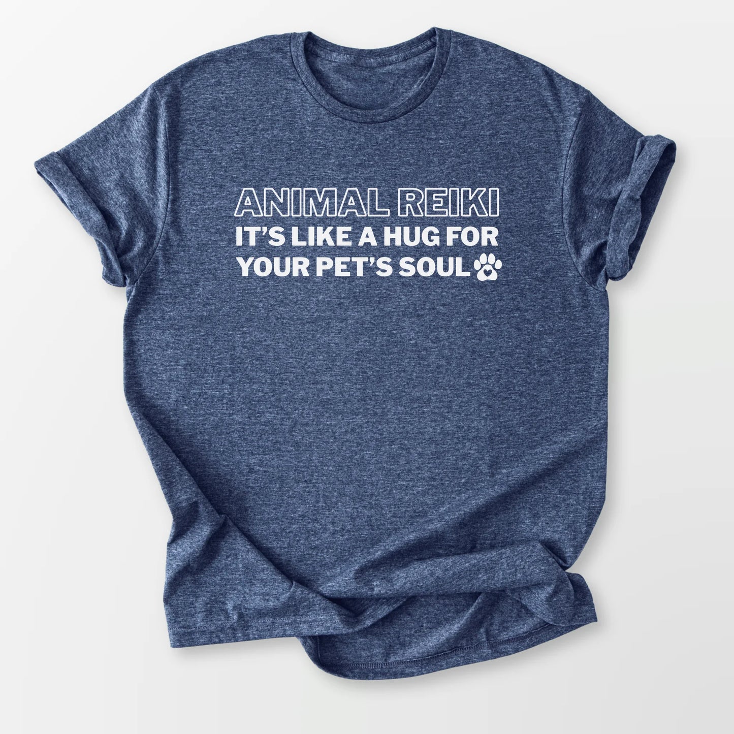 Animal Reiki Hug Tee Heather Navy T-Shirt