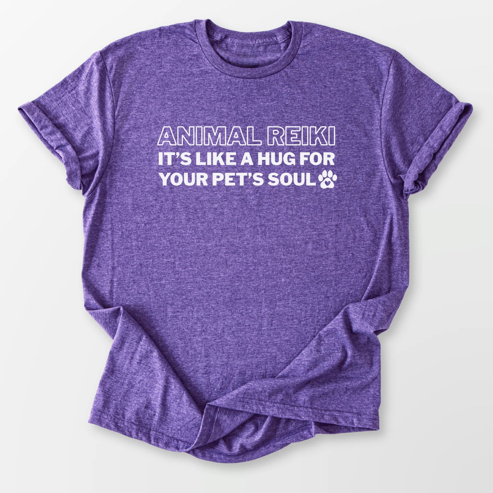 Animal Reiki Hug Tee Heather Purple T-Shirt