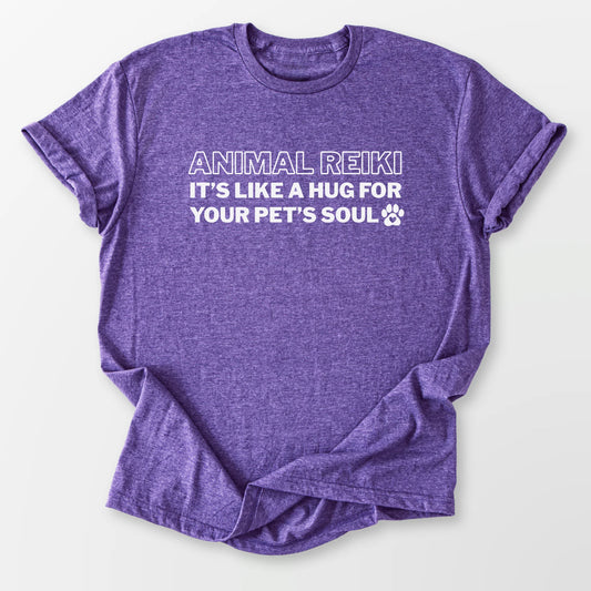 Animal Reiki Hug Tee Heather Purple T-Shirt