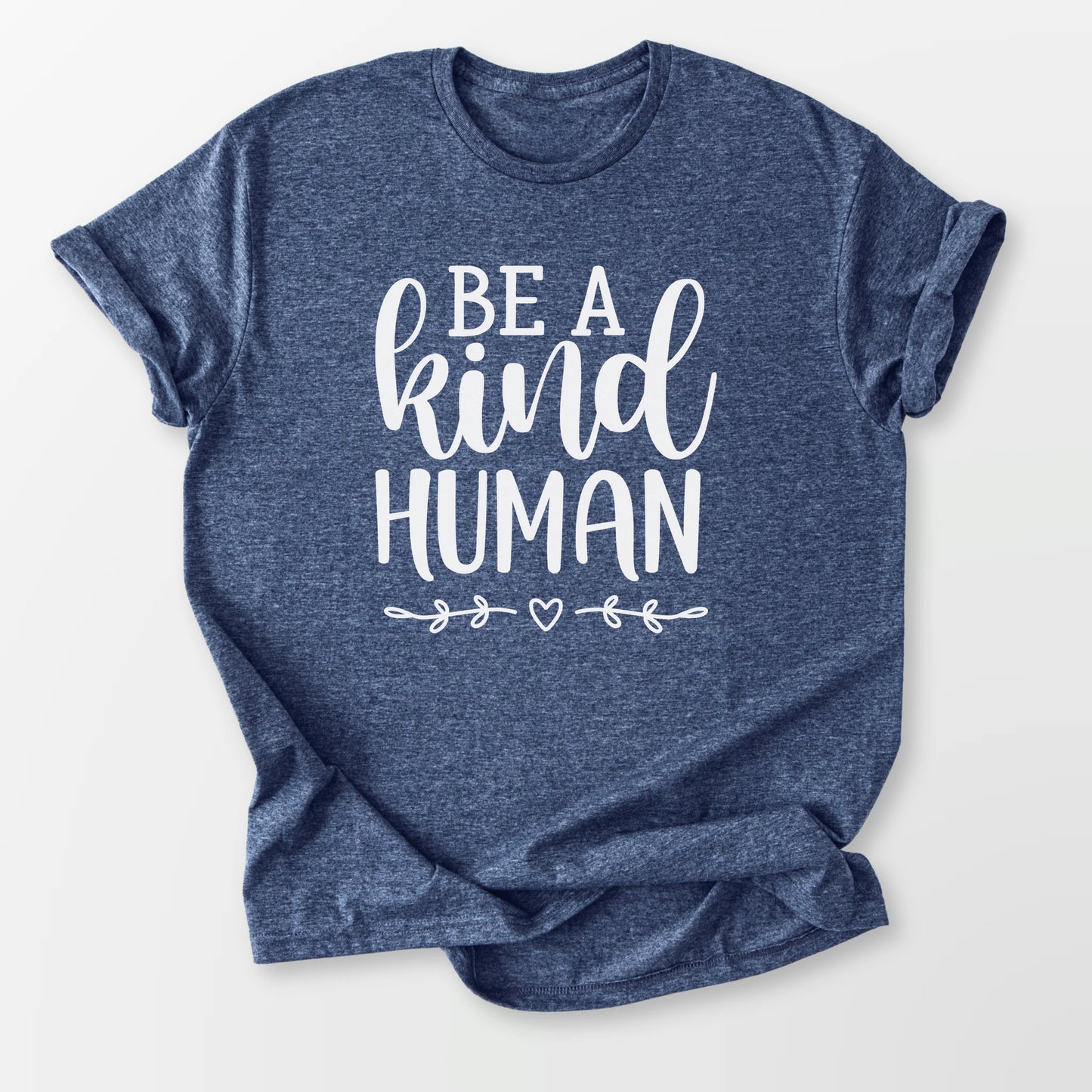 Be A Kind Human Tee Heather Navy T-Shirt