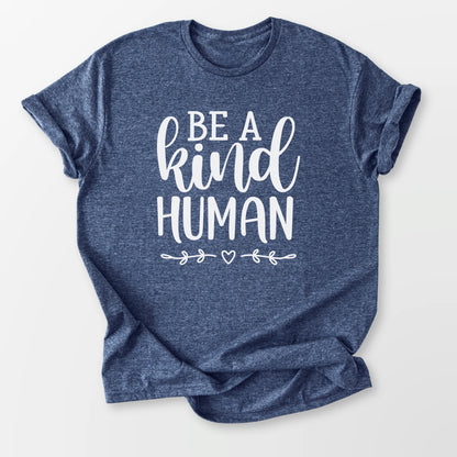 Be A Kind Human Tee Heather Navy T-Shirt