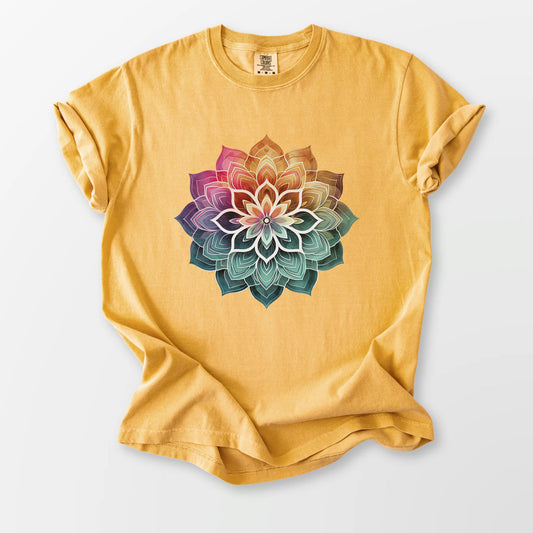 Boho Mandala Comfort Tee Mustard T-Shirt