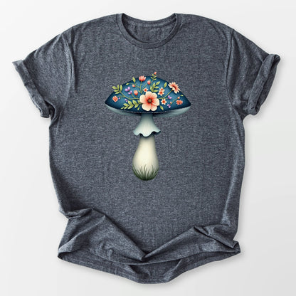 Boho Mushroom Blooms Tee Dark Heather Grey T-Shirt