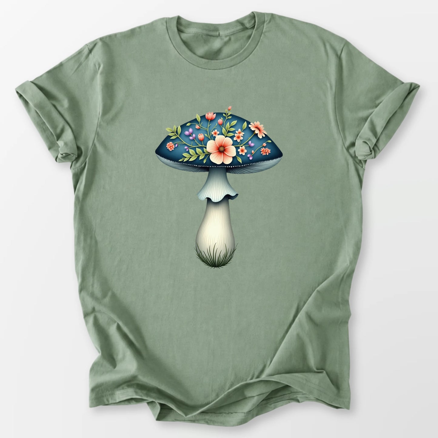 Boho Mushroom Blooms Tee Sage T-Shirt