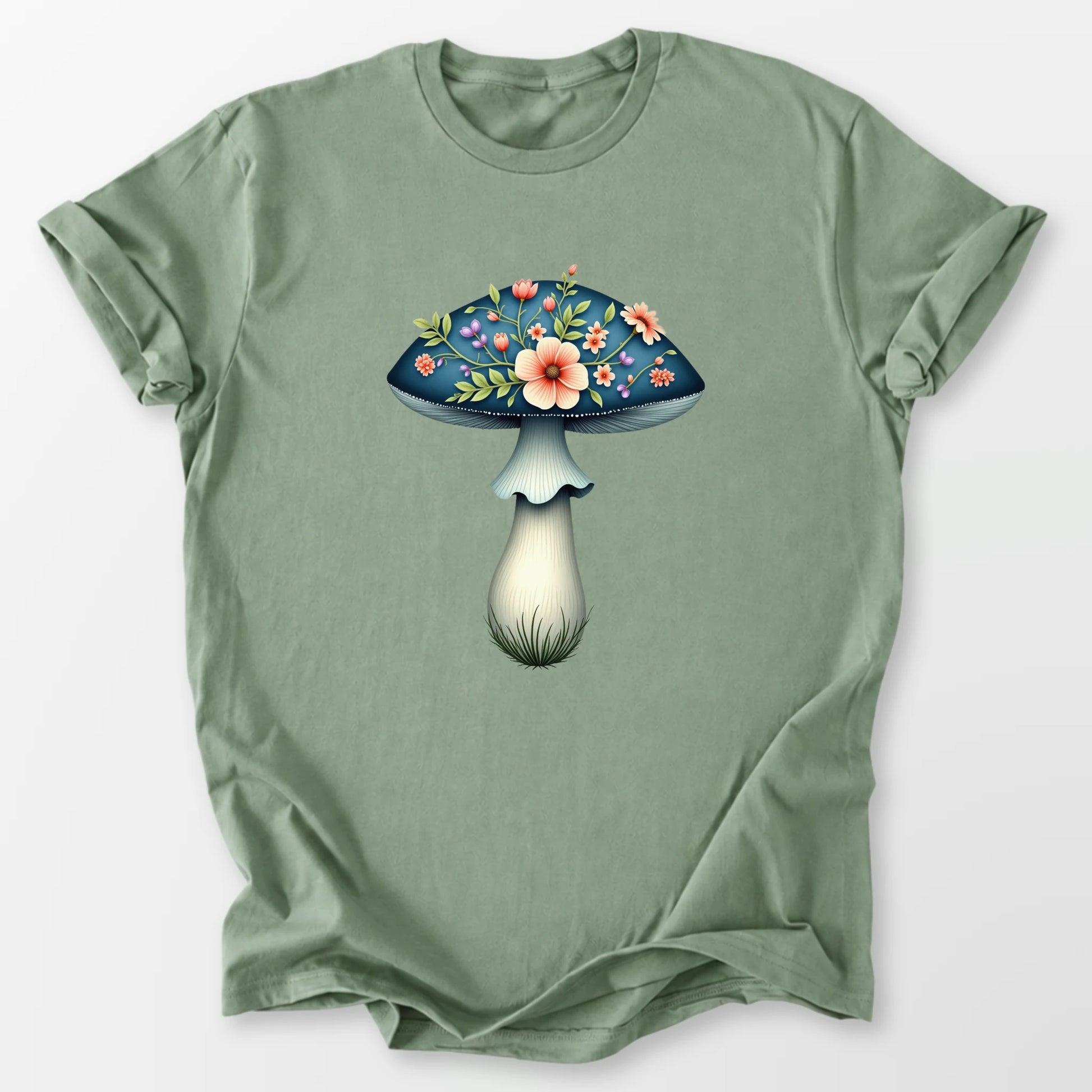 Boho Mushroom Blooms Tee Sage T-Shirt