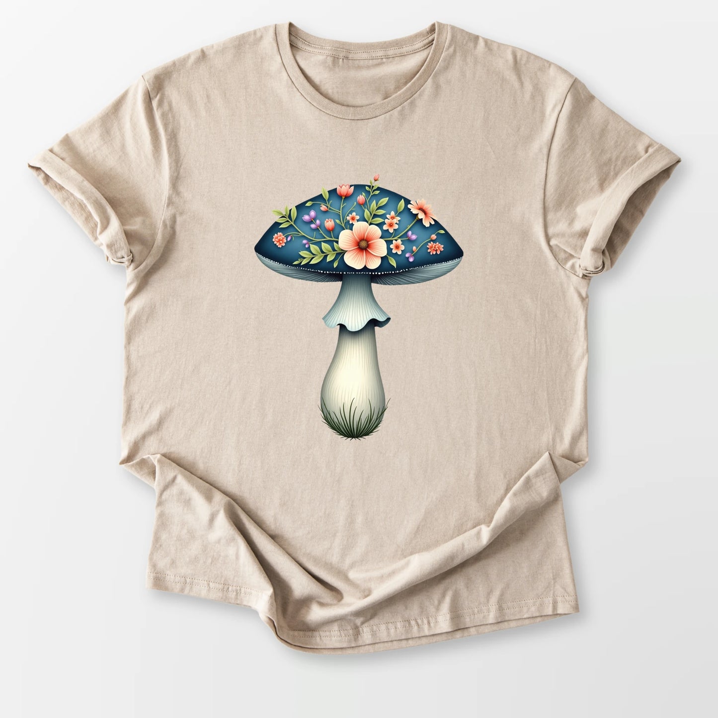 Boho Mushroom Blooms Tee Sand T-Shirt