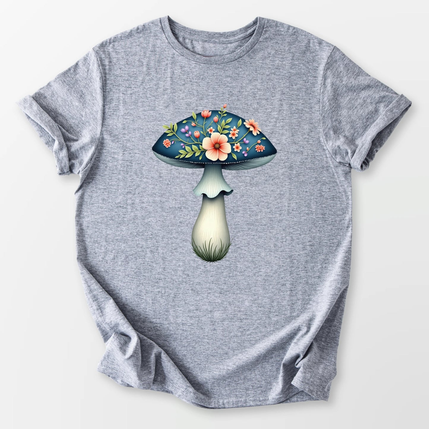 Boho Mushroom Blooms Tee Sport Grey T-Shirt