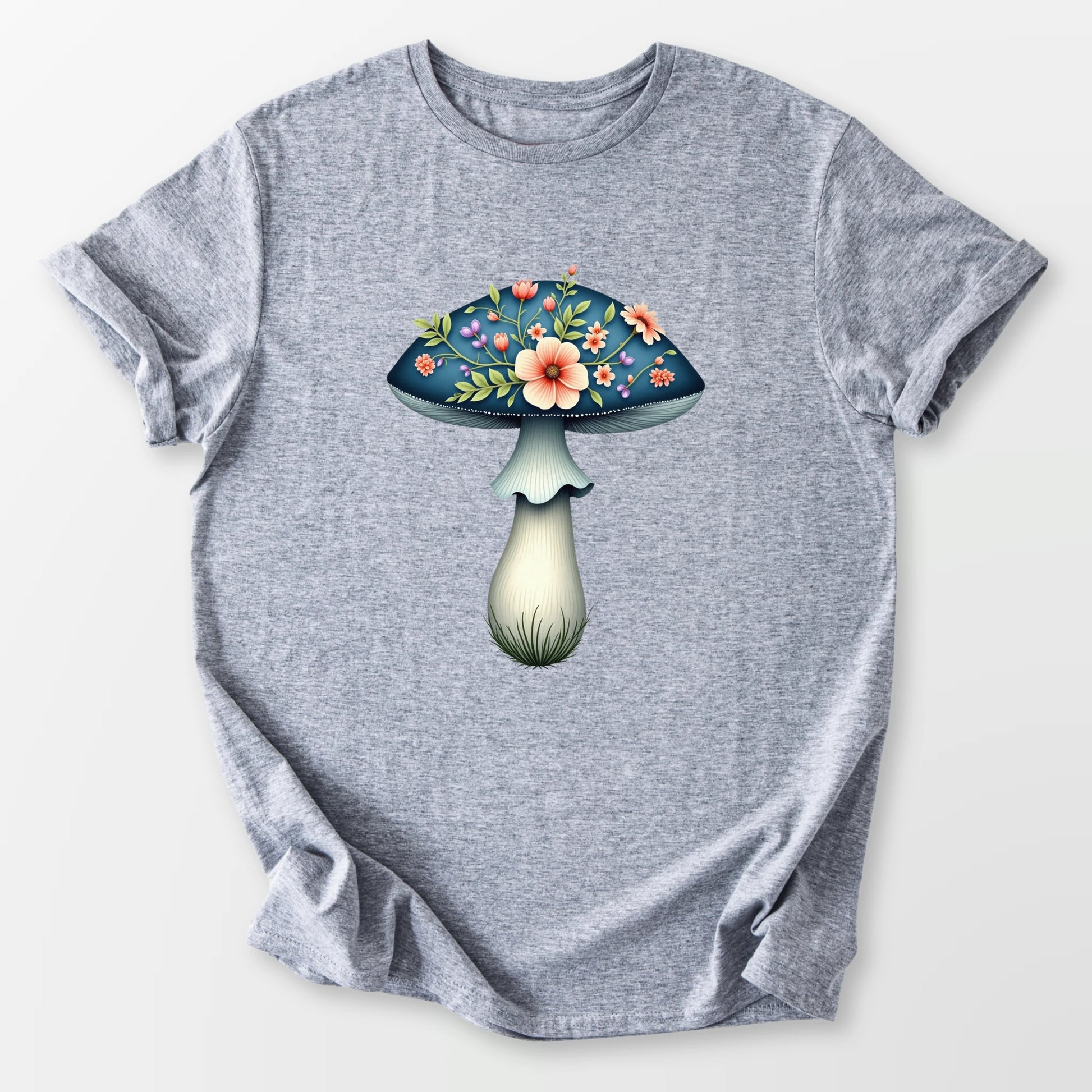 Boho Mushroom Blooms Tee Sport Grey T-Shirt