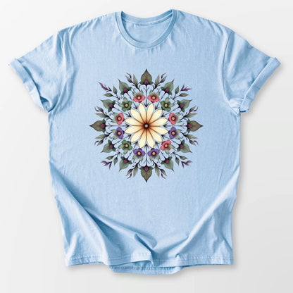Botanical Mandala Tee Light Blue T-Shirt