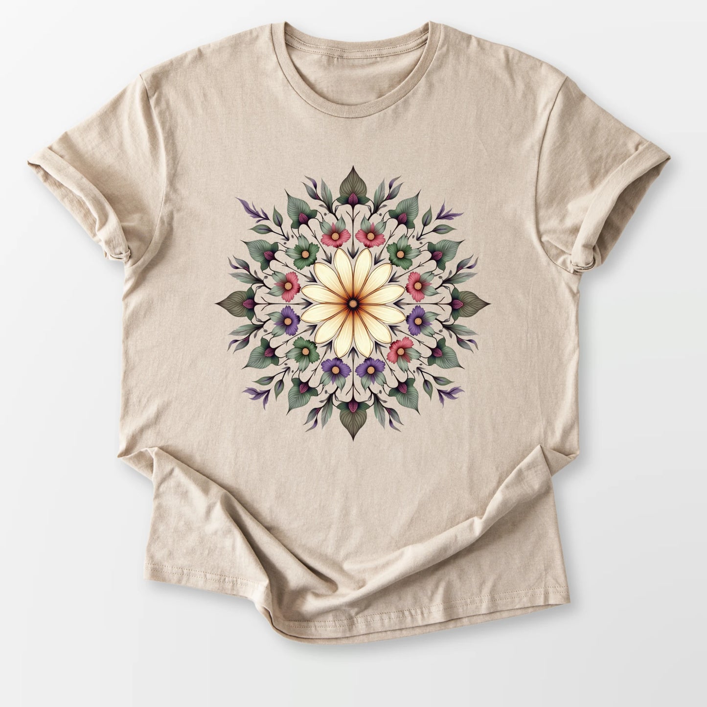 Botanical Mandala Tee Sand T-Shirt