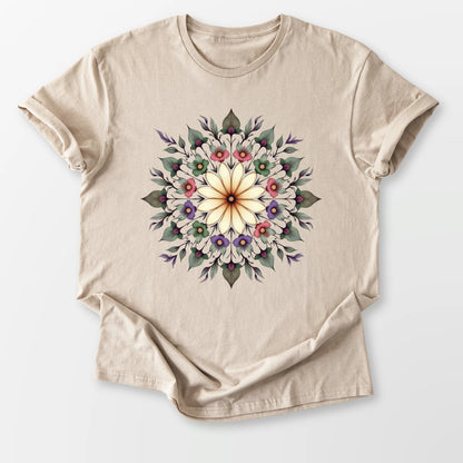 Botanical Mandala Tee Sand T-Shirt