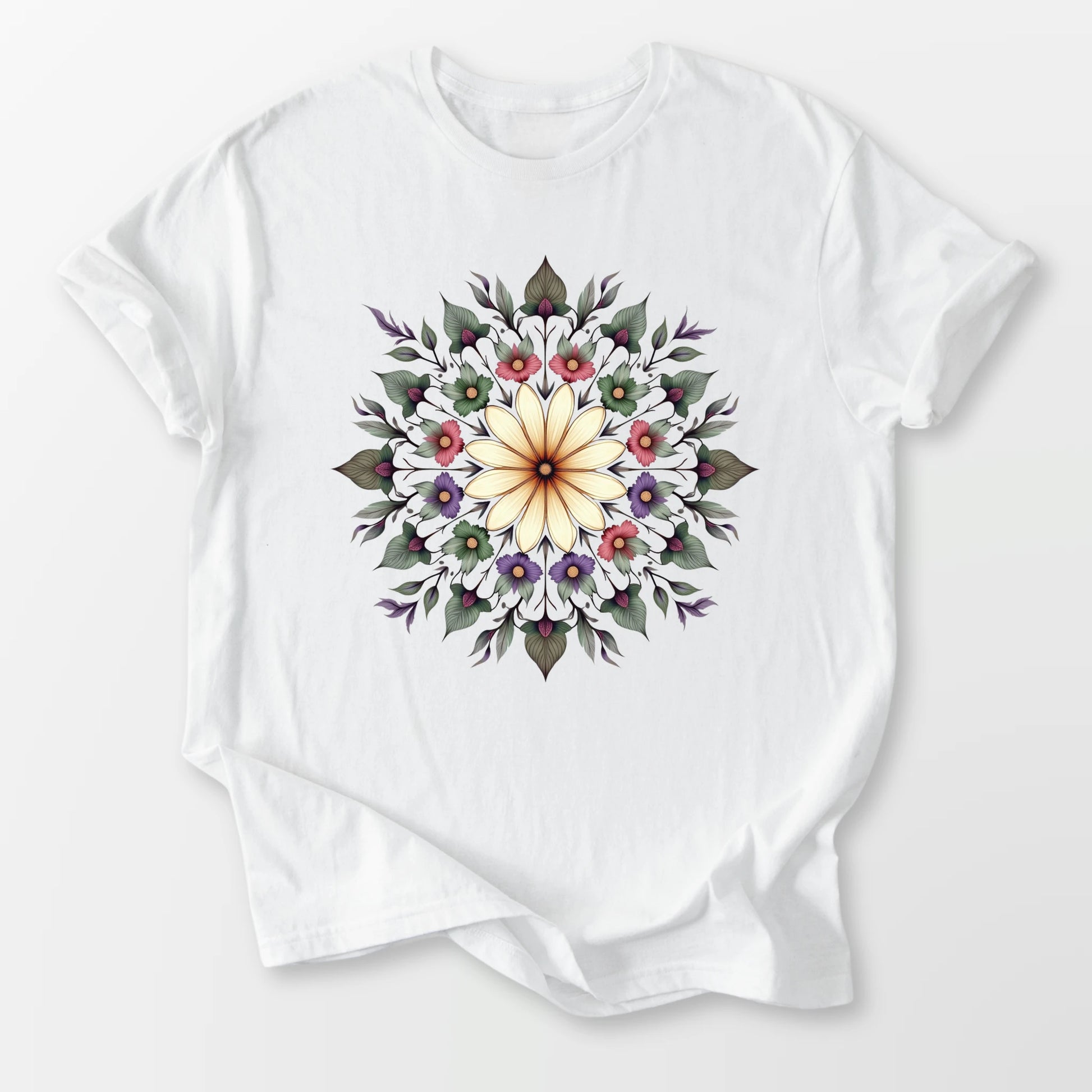 Botanical Mandala Tee White T-Shirt