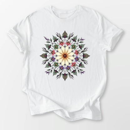 Botanical Mandala Tee White T-Shirt