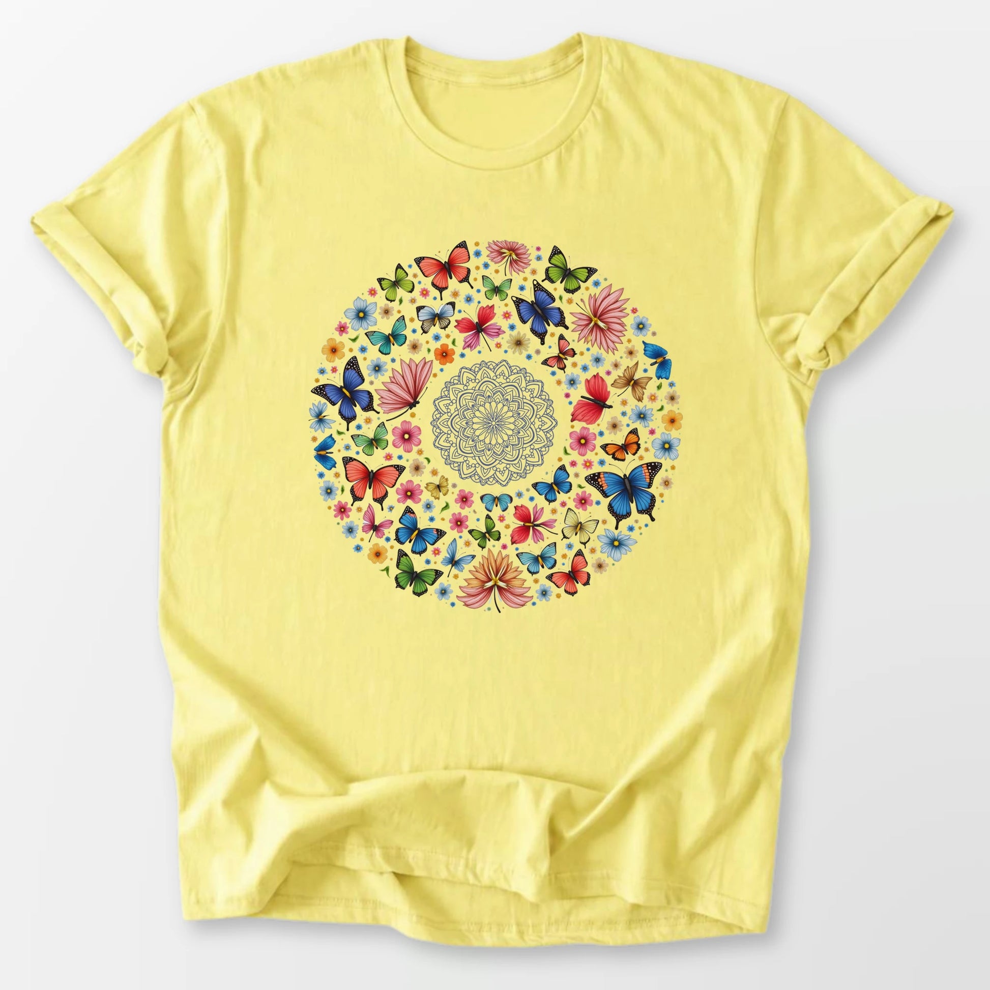 Bright Butterfly Mandala Tee Cornsilk T-Shirt