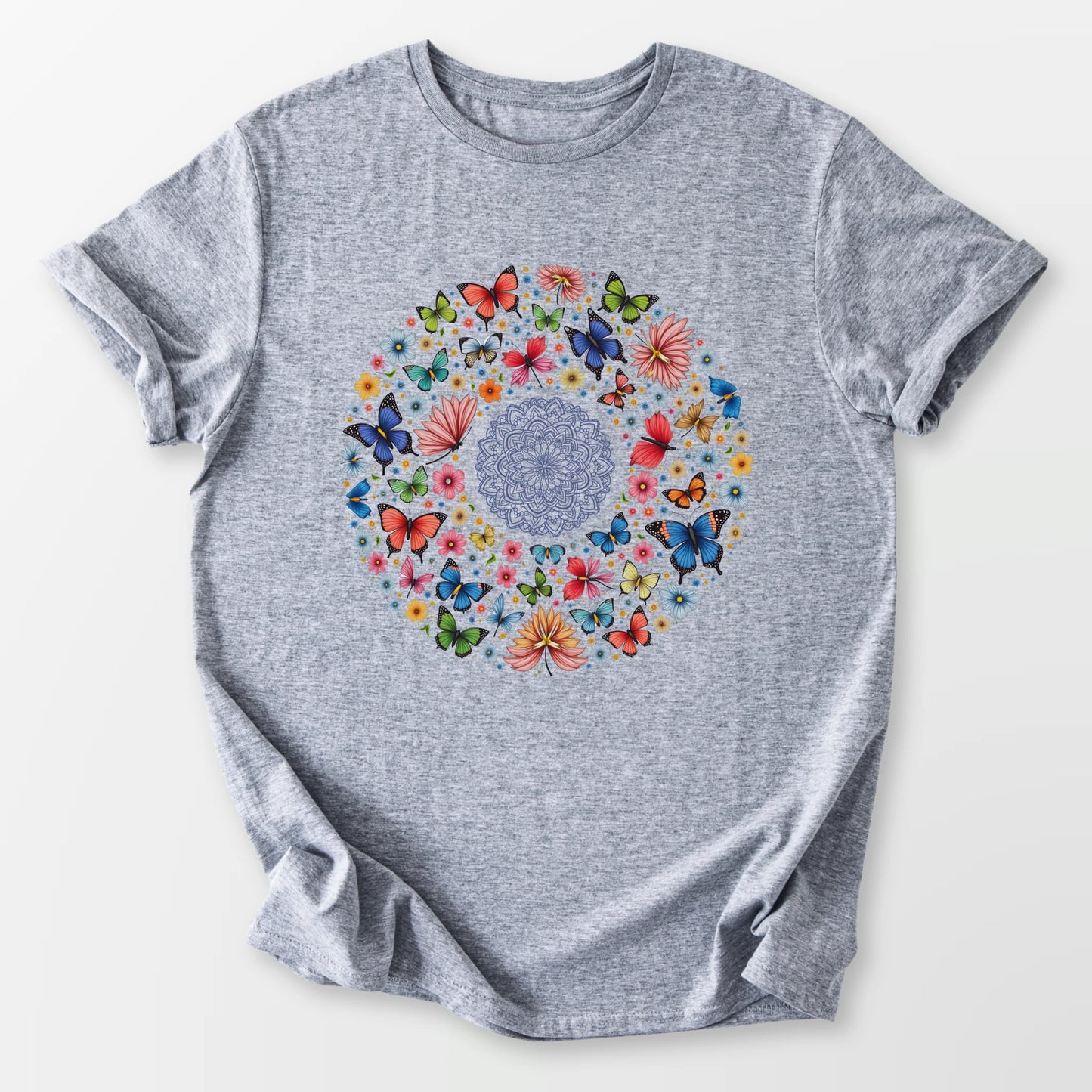 Bright Butterfly Mandala Tee Sport Grey T-Shirt