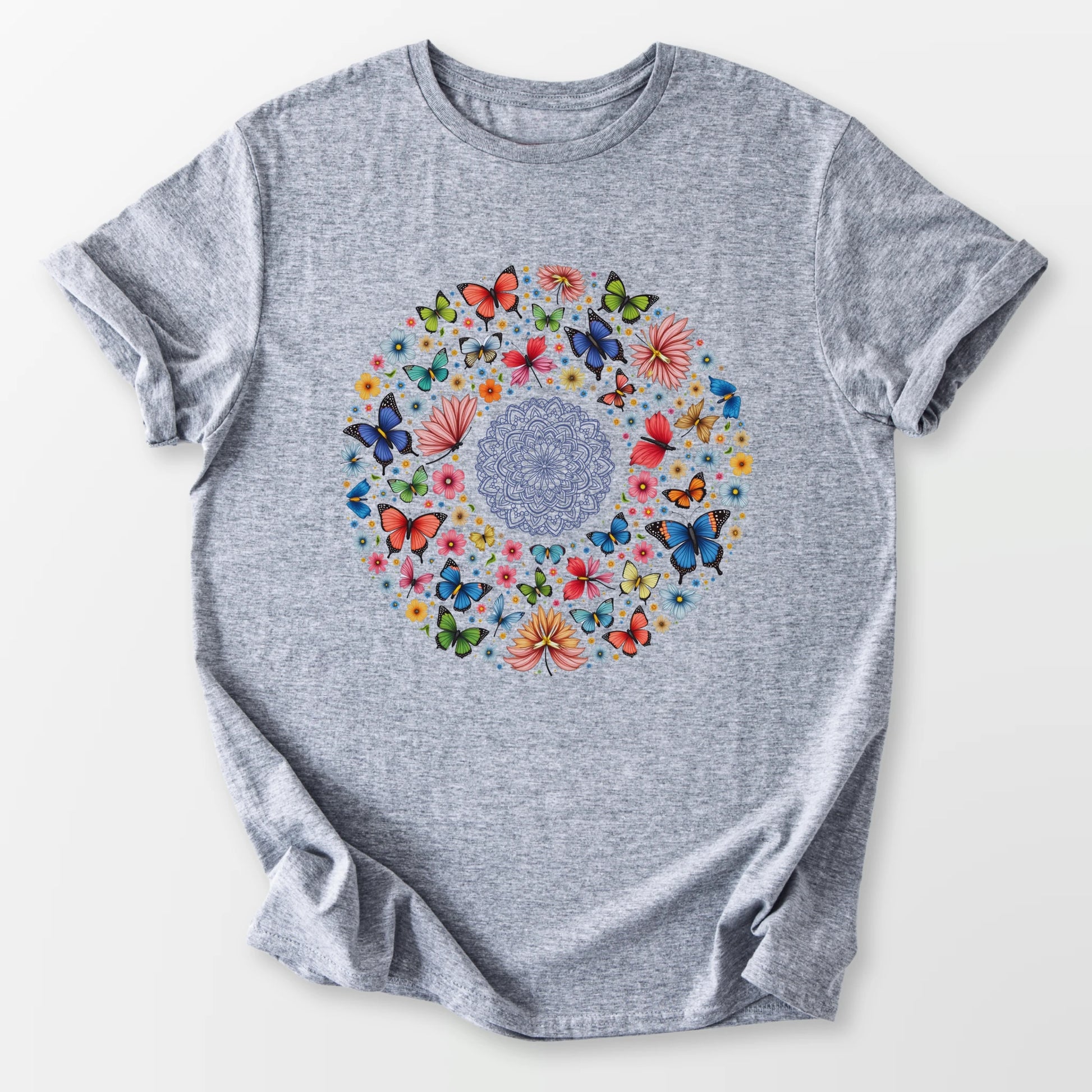Bright Butterfly Mandala Tee Sport Grey T-Shirt