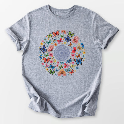 Bright Butterfly Mandala Tee Sport Grey T-Shirt