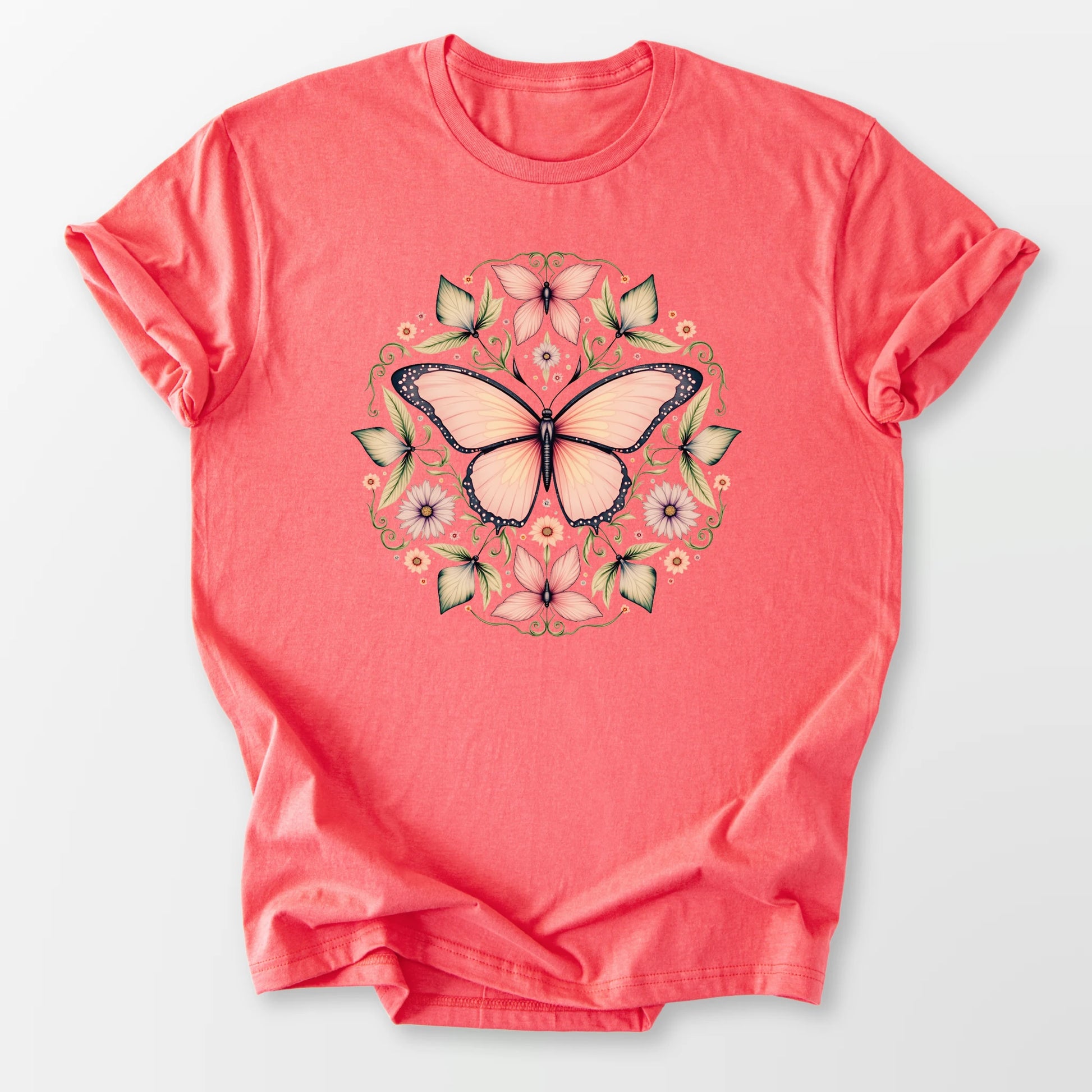 Butterfly Bliss Tee Coral Silk T-Shirt
