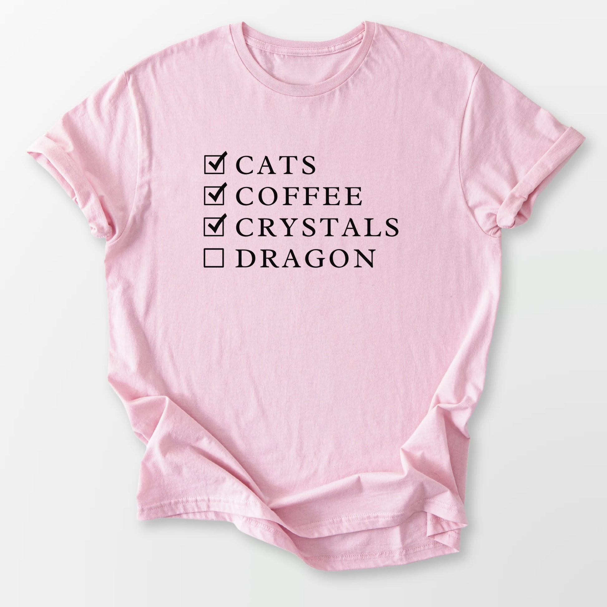 Cats Coffee Crystals Dragon Tee Light Pink T-Shirt