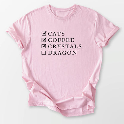 Cats Coffee Crystals Dragon Tee Light Pink T-Shirt