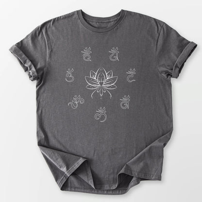 Chakras and Lotus Tee Charcoal T-Shirt