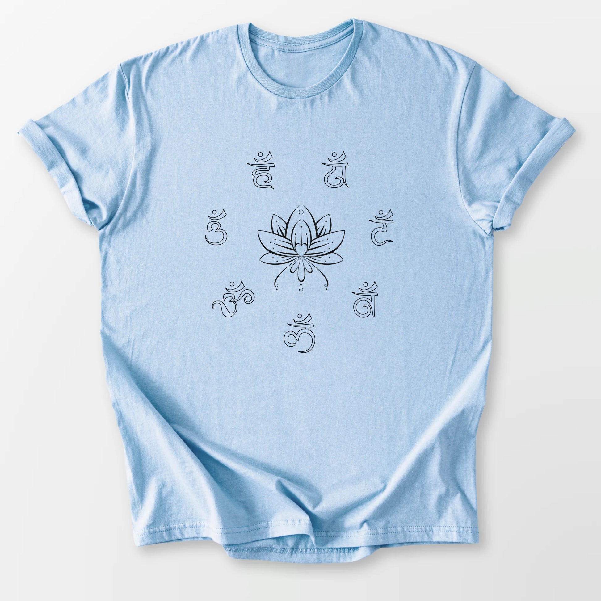 Chakras and Lotus Tee Light Blue T-Shirt