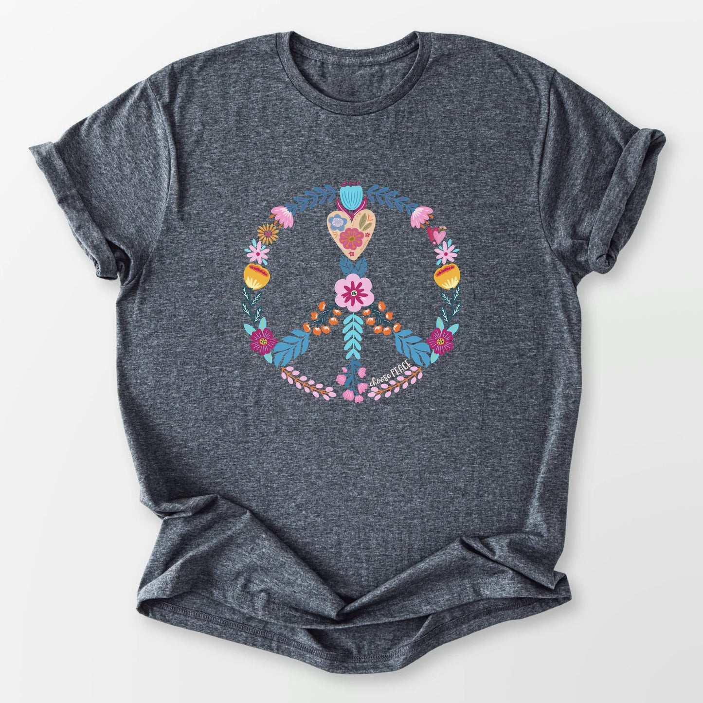 Choose Peace Tee Dark Heather Grey T-Shirt