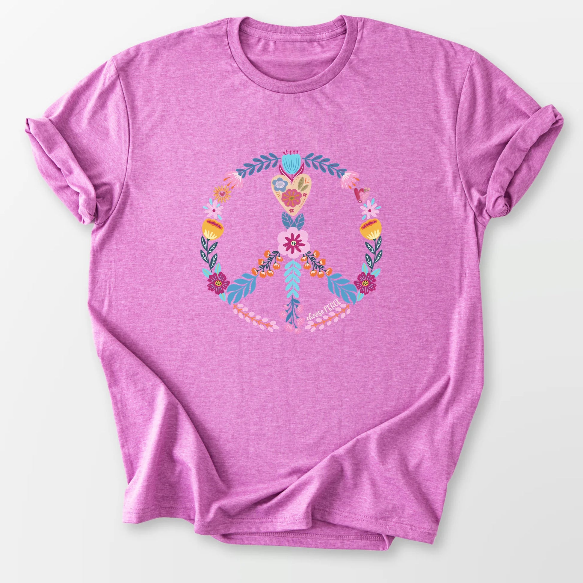 Choose Peace Tee Heather Radiant Orchid T-Shirt