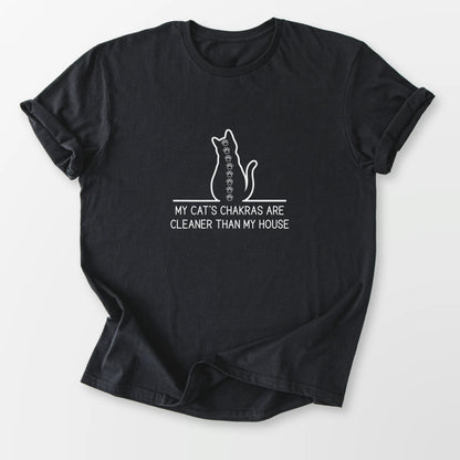 Clean Cat Chakras Tee Black T-Shirt