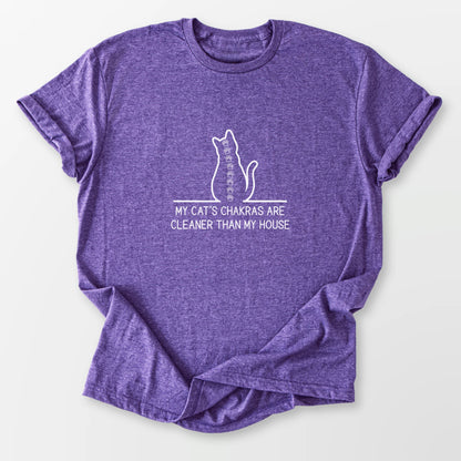 Clean Cat Chakras Tee Heather Purple T-Shirt